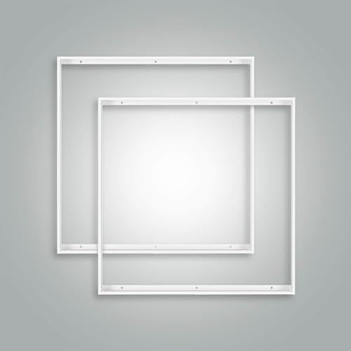 2x Aluminium Aufbaurahmen 60x60cm weiß für Aufbau-Montage eines LED Panels 59,5x59,5cm Rasterleuchte Einlegeleuchte Deckenleuchte L600xB600xH43mm von LED Universum