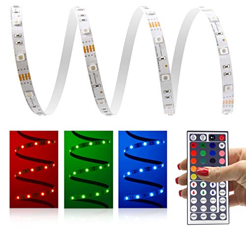 3 Meter RGB LED Streifen Set (30 LED/m, IP20) inkl. Controller, 44 Tasten Fernbedienung und 3 A Netzteil von LED Universum