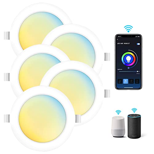 5 Stück LED Einbau Panel 12W dimmbar CCT 3000-6500K 820lm rund Ø170mm SmartHome steuerbar über App/WiFi kompatibel mit Google Assistant® und Amazon Alexa® von LED Universum