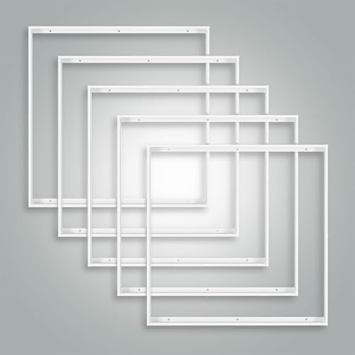 5x Aluminium Aufbaurahmen weiß für LED Panel 60x60cm Rasterleuchte Einlegeleuchte Deckenleuchte L600xB600xH43mm von LED Universum