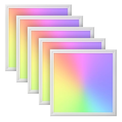 5x LED Panel 62x62cm 2800-6500K 4200lm RGB+CCT Farbsteuerung & dimmbar über Fernbedienung Einbau Rasterleuchte Einlegeleuchte Deckenleuchte Odenwalddecke OWA 620x620x12mm von LED Universum