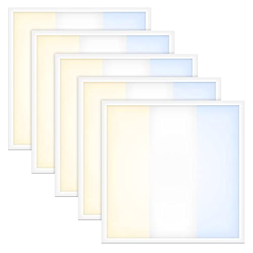 5x LED Panel 62x62cm 40W 3CCT warm-/neutral-/tageslichtweiß 3000/4000/6500K 5300lm 130 Lumen/Watt flimmerfrei Einbau Rasterleuchte Einlegeleuchte Deckenleuchte Odenwalddecke OWA 620x620x27mm von LED Universum