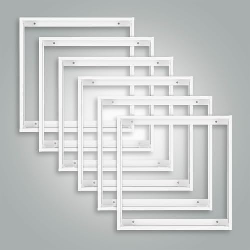 6x Aluminium Aufbaurahmen 30x30cm weiß für Aufbau-Montage eines LED Panels 29,5x29,5cm Rasterleuchte Einlegeleuchte Deckenleuchte L300xB300xH43mm von LED Universum
