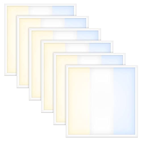 6x LED Panel 62x62cm 40W 3CCT warm-/neutral-/tageslichtweiß 3000/4000/6500K 5300lm 130 Lumen/Watt flimmerfrei Einbau Rasterleuchte Einlegeleuchte Deckenleuchte Odenwalddecke OWA 620x620x27mm von LED Universum