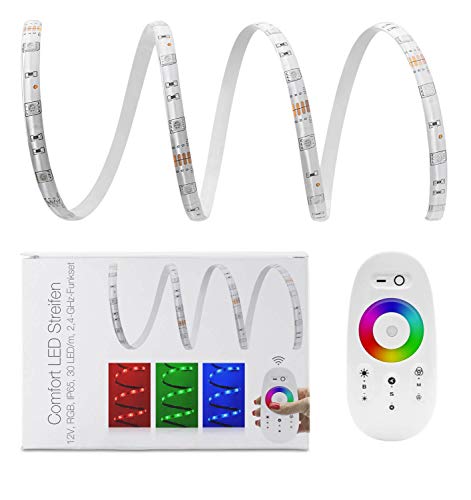 Comfort 12V LED Streifen IP65 RGB 30 LED/m 5050 2,4 GHz Funk-SET & Netzteil 10m von LED Universum