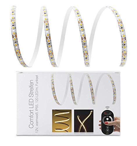 Comfort 12V LED Streifen IP65 warmweiß 120 LED/m 3528 Funk-SET & Netzteil 2m von LED Universum