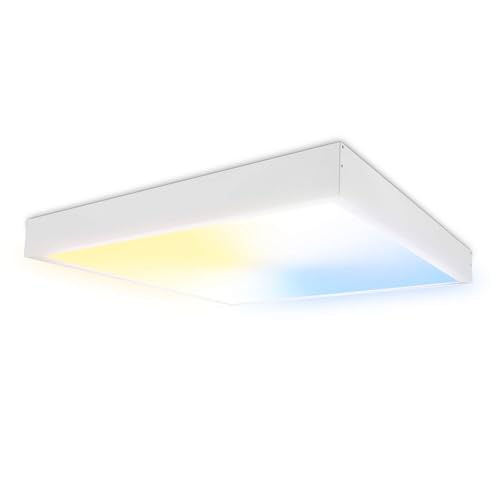 Smart Home LED Panel Deckenleuchte CCT 60x60cm variables weiß 2700-6500K 4800lm dimmbar inkl. Fernbedienung App-steuerbar Alexa Google Assistant Bluetooth WiFi Android iOS 600x600x68mm von LED Universum