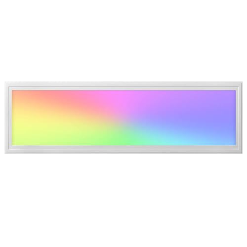 LED Panel 120x30cm 2800-6500K 4200lm RGB+CCT Farbsteuerung & dimmbar über Fernbedienung Einbau-/Einlegeleuchte Deckenleuchte für Rasterdecke oder Trockenbau 1195x295x12mm von LED Universum