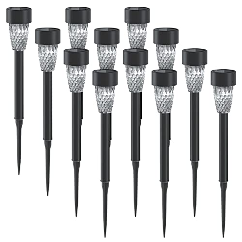 LED Universum 12er-Set Erdspieß-Solarleuchten tageslichtweiß Solar Gartenleuchte aus Kunststoff IP44 Solarlampen für Garten Dekoration Licht für außen (059-9050) von LED Universum