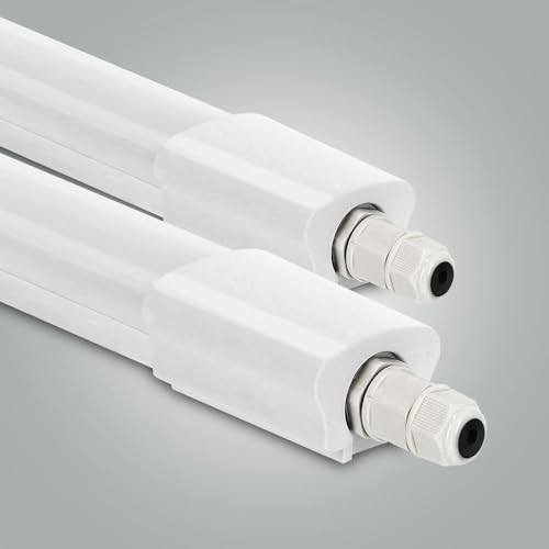 LED Universum 2er-Set Feuchtraumleuchte 60cm IP65 18W 2160 Lumen - 6500K tageslichtweiß - verknüpfbar - Kellerleuchte Nassraumleuchte Feuchtraum-Wannenleuchte mit Steck-Klemmen L670xB46xH34mm von LED Universum