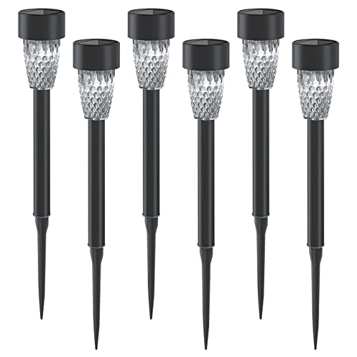 LED Universum 6er-Set Erdspieß-Solarleuchten tageslichtweiß Solar Gartenleuchte aus Kunststoff IP44 Solarlampen für Garten Dekoration Licht für außen (059-9050) von LED Universum