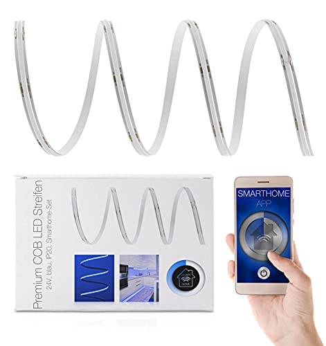 LED Universum COB LED Streifen Smart Home Set blau mit Zigbee Controller & Netzteil Band Strip Premium Filament 24V LED Streifen IP20 einfarbig (6 Meter) von LED Universum