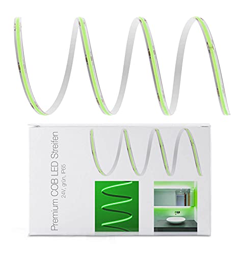 LED Universum COB LED Streifen grün Band Strip Premium Filament 24V LED Streifen IP65 einfarbig (5 Meter) von LED Universum