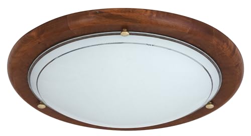 LED Universum Deckenleuchte Wandleuchte Holz dunkel rund Ø30cm aus Glas satiniert und Echtholz mit E27 Fassung für Glühbirne oder LED-Leuchtmittel | Deckenlampe Wohnzimmer Schlafzimmer Küche Flur LED Universum Deckenleuchte Wandleuchte Holz dunkel rund Ø30cm aus Glas satiniert und Echtholz mit E27 Fassung für Glühbirne oder LED-Leuchtmittel | Deckenlampe Wohnzimmer Schlafzimmer Küche Flur von LED Universum
