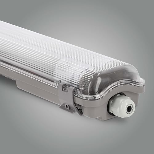 LED Universum Feuchtraum-Wannenleuchte 150cm IP65 mit zwei T8 LED-Röhren 44W 4600 Lumen tageslichtweiß 6500K flimmerfrei verknüpfbar | Kellerleuchte Nassraumleuchte Feuchtraumleuchte L1576xB94xH58mm von LED Universum