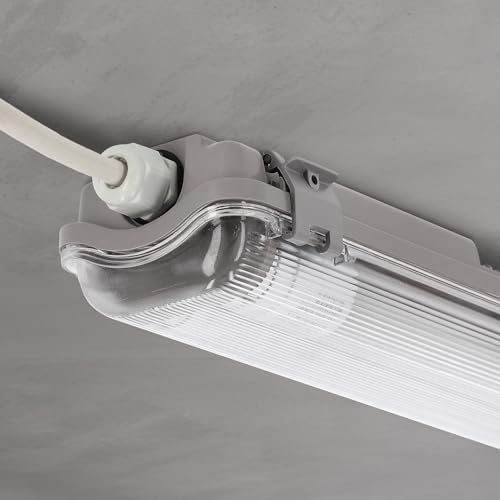 LED Universum Feuchtraumleuchte 60cm IP65 inklusive zwei T8 LED-Röhren 18W 2160 Lumen - 4000K neutralweiß - verknüpfbar - Kellerleuchte Nassraumleuchte Feuchtraumwanne L666xB94xH58mm von LED Universum