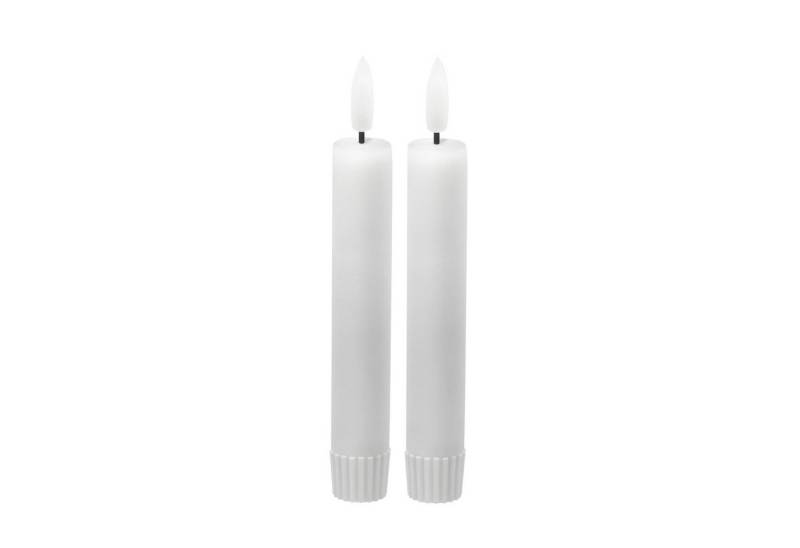 LED Universum LED-Kerze LED Echtwachs Stabkerze 2er Set weiß 15,5cm von LED Universum