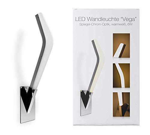 LED Universum LED Wandleuchte Vega - Wandlampe in modernem Design - warmweißes Licht (3000K), 6W, Moderner Look - ideal als Wohnzimmerlampe, Flurlampe und Bettlampe von LED Universum