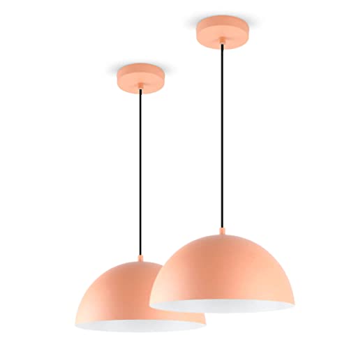 LED Universum 2er-Set Pendelleuchten Jada Coral Peach Orange Ø30cm x 125cm, E27 Fassung, max. 40W, Hängelampe, Hängeleuchte, Deckenlampe, Wohnzimmerleuchte, Kinderzimmerlampe, Metall von LED Universum