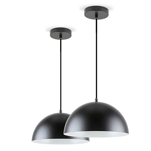 LED Universum 2er-Set Pendelleuchten Jada Schwarz Ø30cm x 125cm, E27 Fassung, max. 40W, Hängelampe, Hängeleuchte, Deckenlampe, Wohnzimmerleuchte, Kinderzimmerlampe, Metall von LED Universum