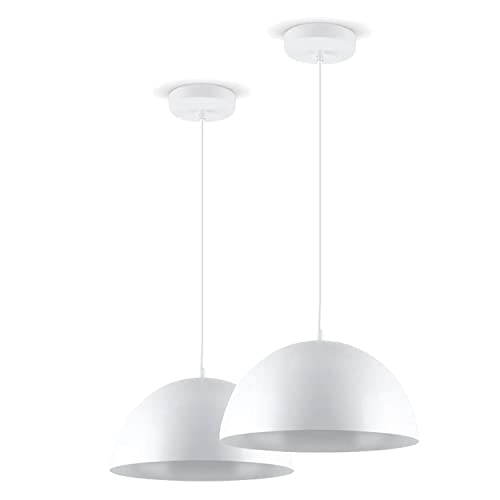 LED Universum 2er-Set Pendelleuchten Jada Weiß Ø30cm x 125cm, E27 Fassung, max. 40W, Hängelampe, Hängeleuchte, Deckenlampe, Wohnzimmerleuchte, Kinderzimmerlampe, Metall von LED Universum