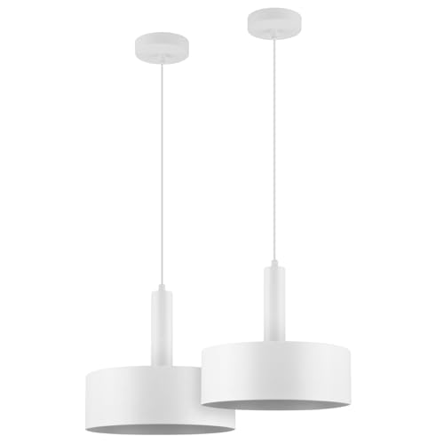 LED Universum - Pendelleuchte Victoria Ø 30cm Metall rund für LED E27 Leuchtmittel max 40W (exklusive) höhenverstellbar bis 150cm Esstisch Wohnzimmer Hängelampe Deckenlampe weiß 2er Set von LED Universum