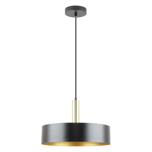 LED Universum - Pendelleuchte Victoria Ø 40cm Metall rund für LED E27 Leuchtmittel max 40W (exklusive) höhenverstellbar bis 150cm Esstisch Wohnzimmer Hängelampe Deckenlampe schwarz gold von LED Universum