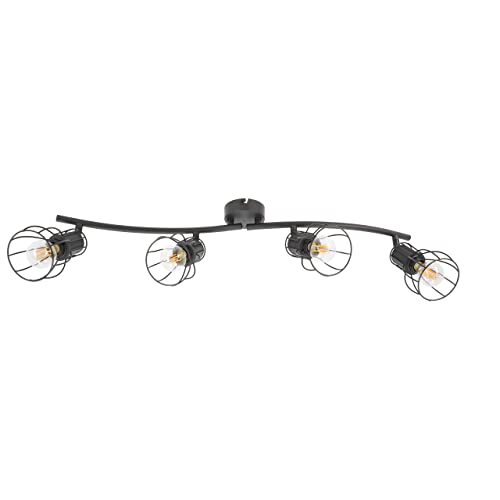 LED Universum - Retro Deckenleuchte Deckenstrahler KAFES 4-flammig in Gitteroptik E14-Fassungen (ohne Leuchtmittel) Metall Deckenlampe schwarz schwenkbar Industrie Deckenspot Vintage von LED Universum