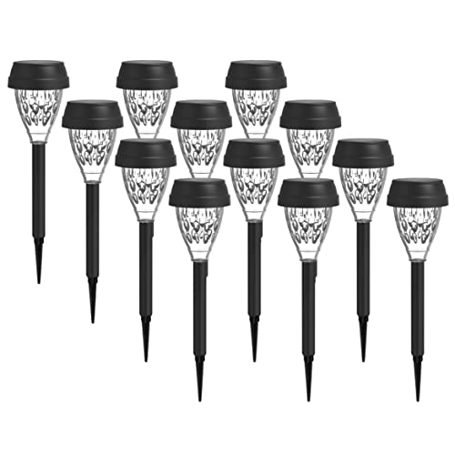 LED Universum Solarleuchten Set Garten Solar Gartenleuchte aus Kunststoff Edelstahl wasserdicht Solarlampen für Garten Solarleuchte Dekoration Licht für Außen (007-3055 tageslichtweiß, 12er Set) von LED Universum