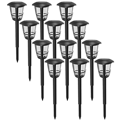 LED Universum Solarleuchten Set Garten Solar Gartenleuchte aus Kunststoff Edelstahl wasserdicht Solarlampen für Garten Solarleuchte Dekoration Licht für Außen (011-3057 tageslichtweiß, 12er Set) von LED Universum