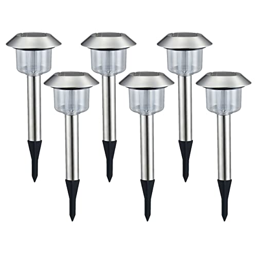 LED Universum Solarleuchten Set Garten Solar Gartenleuchte aus Kunststoff Edelstahl wasserdicht Solarlampen für Garten Solarleuchte Dekoration Licht für Außen (027-3062 tageslichtweiß, 6er Set) von LED Universum