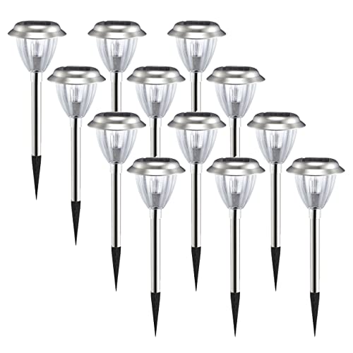 LED Universum Solarleuchten Set Garten Solar Gartenleuchte aus Kunststoff Edelstahl wasserdicht Solarlampen für Garten Solarleuchte Dekoration Licht für Außen (031-3063 tageslichtweiß, 12er Set) von LED Universum