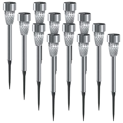 LED Universum Solarleuchten Set Garten Solar Gartenleuchte aus Kunststoff Edelstahl wasserdicht Solarlampen für Garten Solarleuchte Dekoration Licht für Außen (045-9043 tageslichtweiß, 12er Set) von LED Universum