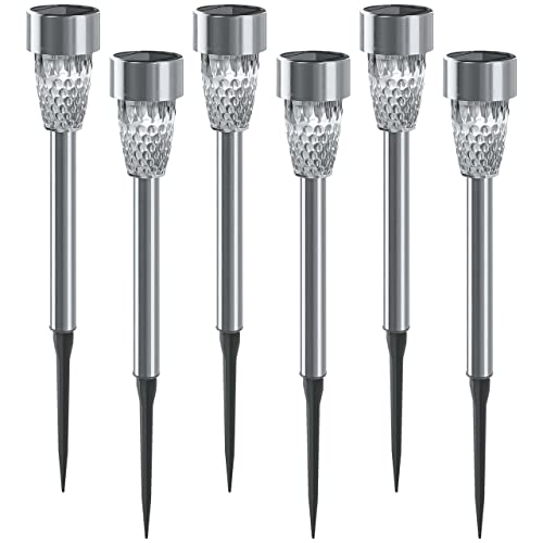 LED Universum Solarleuchten Set Garten Solar Gartenleuchte aus Kunststoff Edelstahl wasserdicht Solarlampen für Garten Solarleuchte Dekoration Licht für Außen (045-9043 tageslichtweiß, 6er Set) von LED Universum