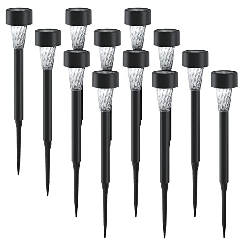 LED Universum Solarleuchten Set Garten Solar Gartenleuchte aus Kunststoff Edelstahl wasserdicht Solarlampen für Garten Solarleuchte Dekoration Licht für Außen (057-9049 tageslichtweiß, 12er Set) von LED Universum