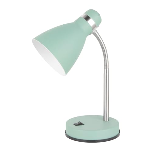 LED Universum Tischleuchte Jasmin für LED E27 Leuchtmittel max. 40W (nicht enthalten) Leselampe Kinderzimmerlampe Schreibtischlampe Metall 1,5m Anschlusskabel verstellbar (Mint Grün, 1 Stück) von LED Universum