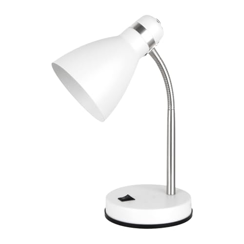 LED Universum Tischleuchte Jasmin für LED E27 Leuchtmittel max. 40W (nicht enthalten) Leselampe Kinderzimmerlampe Schreibtischlampe Metall 1,5m Anschlusskabel verstellbar (Weiß, 1 Stück) von LED Universum