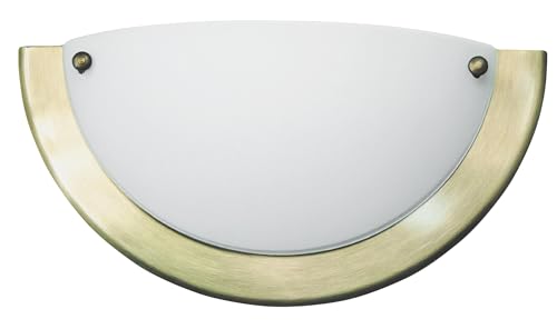 LED Universum Wandleuchte gold bronze matt halbrund Ø31cm aus Glas opal und Metall mit E27 Fassung für Glühbirne oder LED-Leuchtmittel | Wandlampe innen Wohnzimmer Schlafzimmer Küche Flur von LED Universum