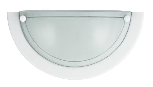 LED Universum Wandleuchte weiß halbrund Ø31cm aus Glas satiniert und Metall mit E27 Fassung für Glühbirne oder LED-Leuchtmittel | Wandlampe innen Wohnzimmer Schlafzimmer Küche Flur von LED Universum