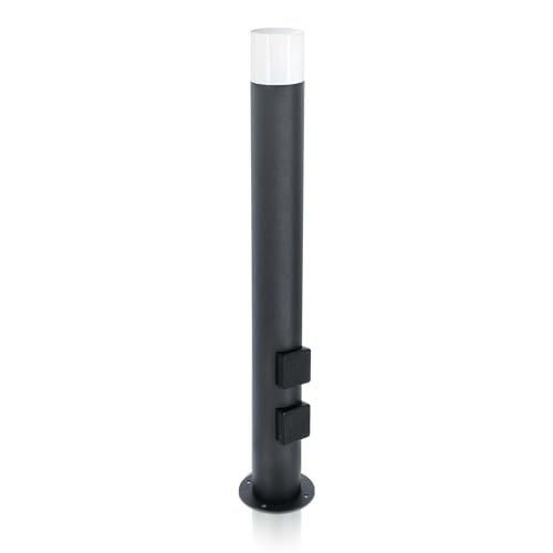 LED Universum - Wegeleuchte 80cm Rund Anthrazit mit 2 Steckdosen aus Aluguss Außenleuchte witterungsbeständig für LED Leuchtmittel E27 Gartenleuchte IP44 von LED Universum