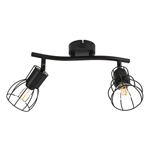 LED Universum - moderne Deckenleuchte oder Wandlampe KAFES in Retro Gitteroptik, E14 Fassung, Metall, Draht, Wohnzimmer Schlafzimmer Flur (2-flammig) von LED Universum