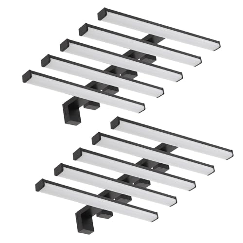 LED Universum - moderne LED Spiegelleuchte Monica 10-er Set 40cm schwarz eckig 7,4W 900lm 4000K IP44 für Badezimmer, Spiegel oder als Bilderleuchte, Steck- Klemm- Wandmontage von LED Universum