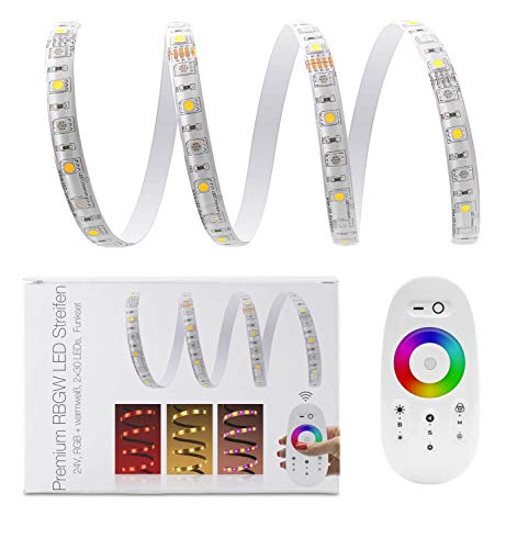 Premium 24V LED Streifen IP65 RGBW 2 x 30 LED/m 5050 Funk-SET & Netzteil 1m von LED Universum