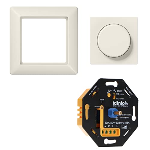 idinio Smart Universaldimmer als Komplettset mit Jung AS 500 weiß Rahmen/Abdeckung, Phasenabschnitt, Phasenanschnitt, bis 250W von LED's light