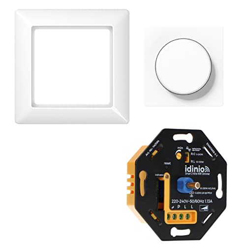 idinio Smart Universaldimmer als Komplettset mit Jung AS 500 alpinweiß Rahmen/Abdeckung, Phasenabschnitt, Phasenanschnitt, bis 250W von LED's light