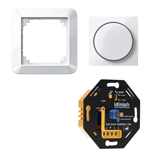 idinio Smart Universaldimmer als Komplettset mit Merten 1-M polarweiß glänzend, Phasenabschnitt, Phasenanschnitt, bis 250W von LED's light