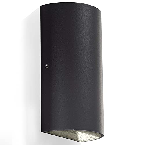 Proventa Außenwandleuchte 2-flammig GU10-Sockel Aluminium-Gehäuse schwarz für LED und Halogen geeignet von LED's light