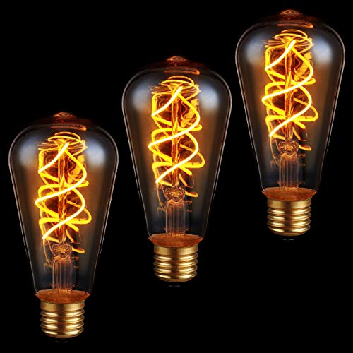 Edison Filament-Birne dimmbar E27 4 Watt Doppelwendel 1.800 K extra-warmweiß 250lm ST64 LED-Leuchtmittel Dekolampe Vintage Retro 3-Pack von LED's light