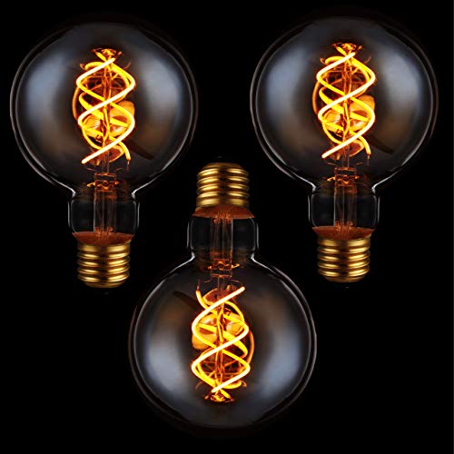 Edison Globe Filament-Birne dimmbar E27 4 Watt Doppelwendel 1.800 K extra-warmweiß 250lm G95 LED-Leuchtmittel Dekolampe Vintage Retro 3-Pack von LED's light