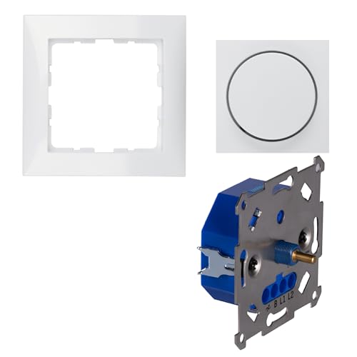 LED-Dimmer Universaldimmer 3-250W als Komplettset mit Berker S.1 polarweiß glänzend Phasenanschnitt und Phasenabschnitt von LED's light